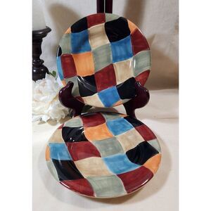 Tabletops Unlimited Barcelona Diamonds Salad Plate  8 1/2"  Vintage Handpainted